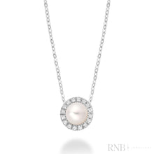 Load image into Gallery viewer, Necklace - Natural Diamonds & Pearl - 10kt White Gold | 09-0410PL10