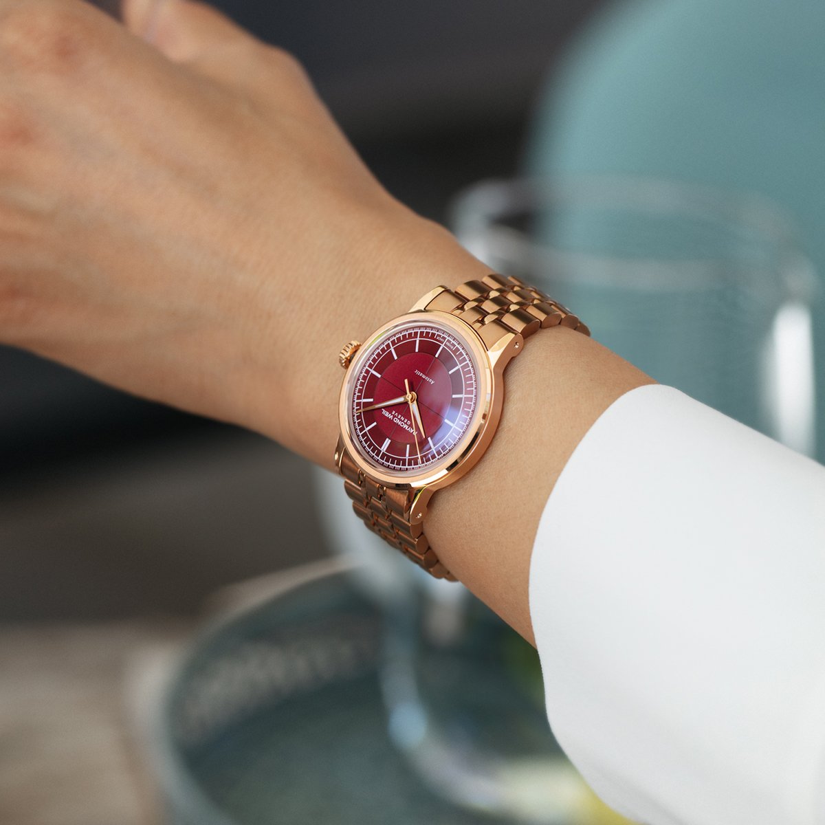 【わくさん】Rondine Burgundy Raymond Weil Millesime Automatic Central Seconds Burgundy Dial
