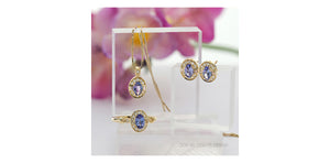 Earrings 10Kt Yellow Gold - Tanzanite, white Sapphire & Diamonds | DD8175YTZ