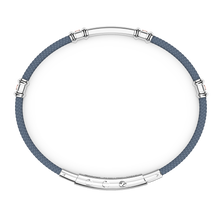 Load image into Gallery viewer, Cadet Blue Silicone Bracelet with Silver Tag and Rose Gold Details | ZAN EXB577R-AV
