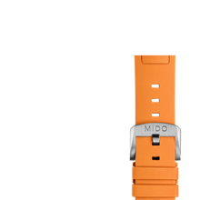 Load image into Gallery viewer, Mido Multifort TV Big Date orange rubber strap 22mm