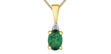 Charger l'image dans la galerie, Pendant & Chain - Diamond & Green Emerald - 10kt Yellow Gold   | DD7889YEM
