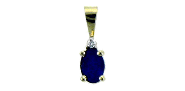 Pendant & Chain - 10kt Yellow Gold - Diamond & Blue Sapphire | DD7889YSA