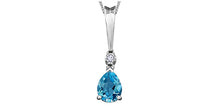 Charger l'image dans la galerie, Pendant and Chain 10kt White Gold - Blue Topaz & Diamond | DD1837
