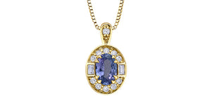 Pendant and Chain 10Kt Yellow Gold - Tanzanite, white Sapphire & Diamonds | DD8180YTZ