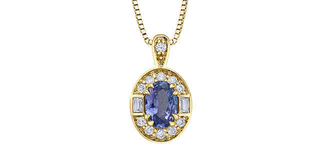 Pendant and Chain 10Kt Yellow Gold - Tanzanite, white Sapphire & Diamonds | DD8180YTZ