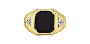 Man Ring - 10kt yellow gold - Diamond & Onyx | DD7881Y