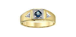 Man Ring - 10kt yellow gold -Diamond & Sapphire | DD7770YG