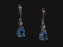 Charger et lire la vidéo dans la visionneuse de la Galerie, Earrings 10kt White Gold - Blue Topaz & Diamond | EE1889W-10