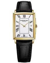 Charger l'image dans la galerie, Raymond Weil Toccata Men's Classic Rectangular Gold PVD White Dial Leather Watch | 5425-PC-00300