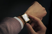 Charger l'image dans la galerie, Raymond Weil Toccata Men's Classic Rectangular Gold PVD White Dial Leather Watch | 5425-PC-00300