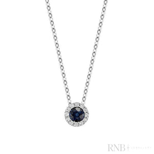 Necklace - Natural Diamonds & Sapphire - 10kt White Gold | 09-0410BMBS
