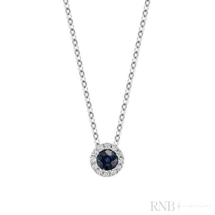 Necklace - Natural Diamonds & Sapphire - 10kt White Gold | 09-0410BMBS