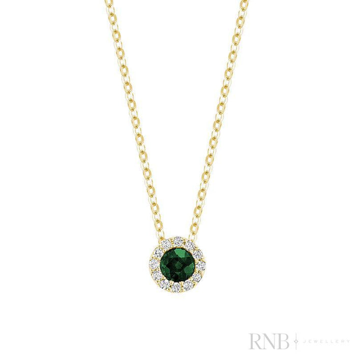 Necklace - Natural Diamonds & Emerald - 10kt Yellow Gold | 09-0410BMYEM