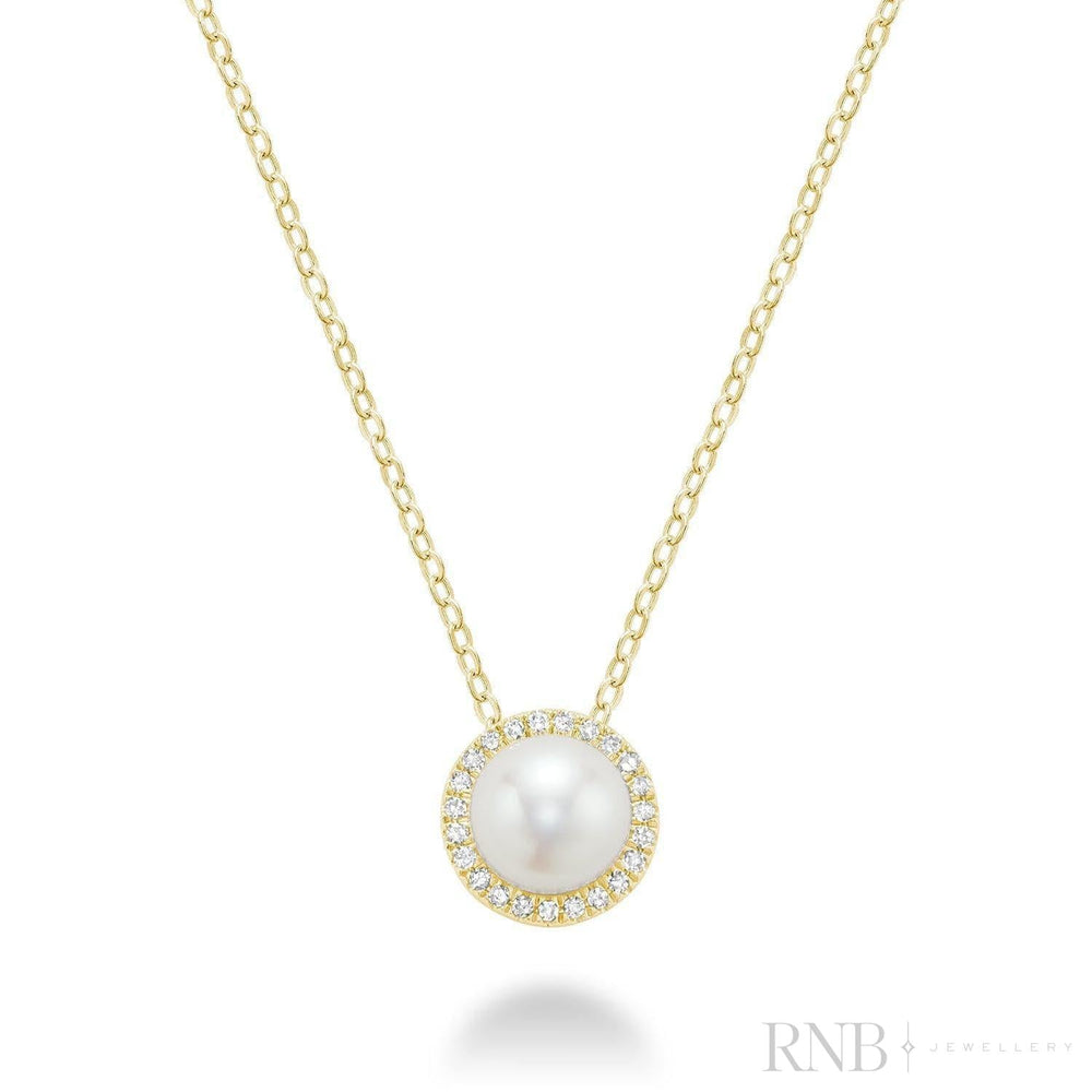 Necklace - Natural Diamonds & Pearl - 10kt Yellow Gold | 09-0410PL20Y