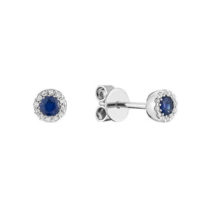Earrings - Natural Diamonds & Sapphire - 10kt White Gold | 13-0410BMBS