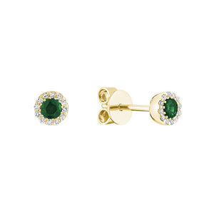 Earrings - Natural Diamonds & Emerald - 10kt Yellow Gold | 13-0410MYEM