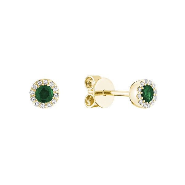 Earrings - Natural Diamonds & Emerald - 10kt Yellow Gold | 13-0410MYEM
