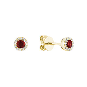 Earrings - Natural Diamonds & Ruby - 10kt Yellow Gold | 13-0410MYRU
