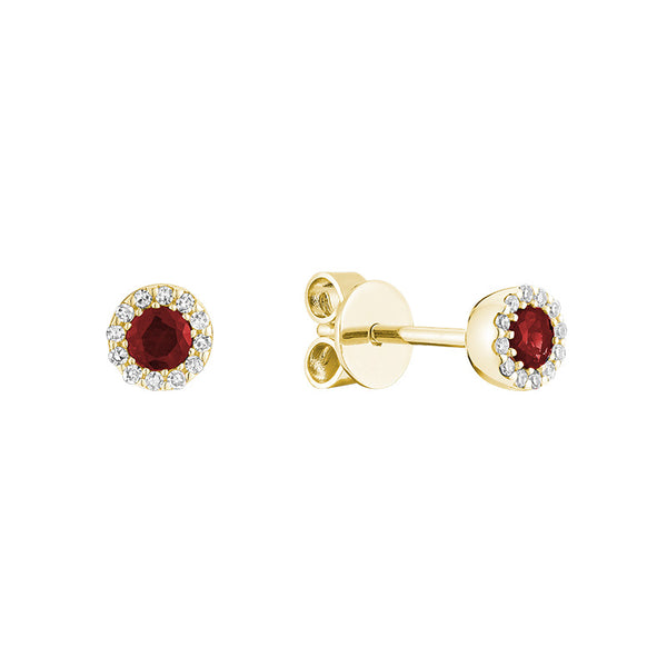 Earrings - Natural Diamonds & Ruby - 10kt Yellow Gold | 13-0410MYRU