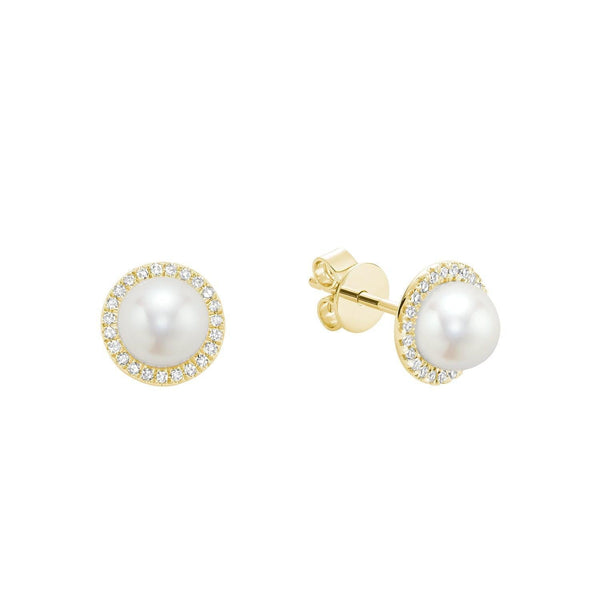 Earrings - Natural Diamonds & Pearl - 10kt Yellow Gold | 13-0410PL20Y