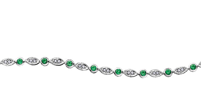 Bracelet 10kt White Gold - Diamond & Emerald | DX532WEM