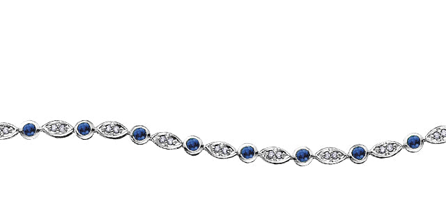 Bracelet 10kt White Gold - Diamond & Sapphire | DX532WSA