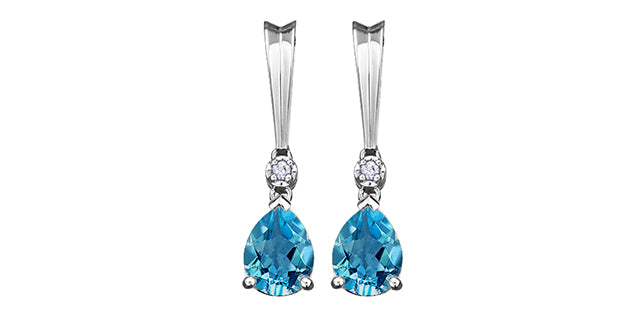 Earrings 10kt White Gold - Blue Topaz & Diamond | EE1889W-10