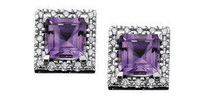 Earrings - Diamond & Amethyst - 10Kt White Gold  | DD2009