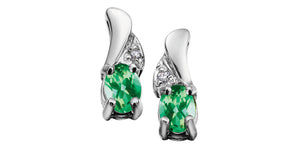 Earrings 10Kt white gold  - Diamond & Emerald | DX367EM