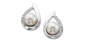 Earrings | 10kt White Gold - Pearl and Diamonds | DD2158
