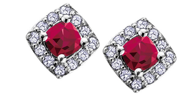 Diamond & Ruby earrings 10kt white gold | DX566RU