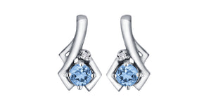 Earrings 10Kt White Gold - Diamond & Bleu Topaz | DX578WBT