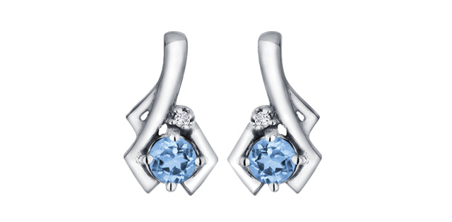 Earrings 10Kt White Gold - Diamond & Bleu Topaz | DX578WBT