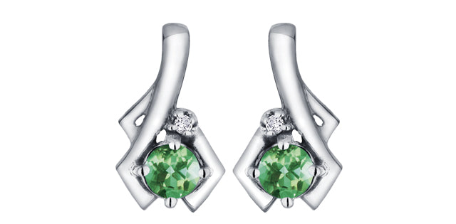 Earrings - Diamond & Emerald - 10Kt White Gold  | DX578WEM