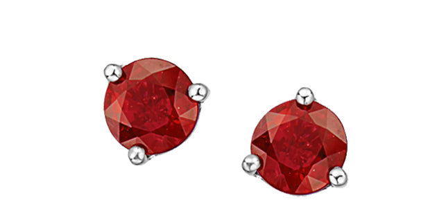 Stud Earrings - 10Kt White Gold - Ruby | DX606WRU