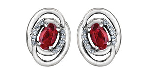 Earring - 10kt White Gold - Diamond & Ruby | DX668WRU