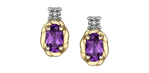 Earrings  - Diamond & Amethyst - 10Kt Yellow Gold | EE3854YG/2-10