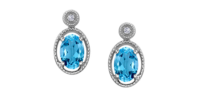 Earrings - 10kt White Gold -Diamond & Bleu  | EE4042W-10