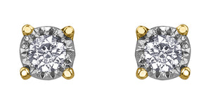 Earring Studs - 10Kt White -Yellow God - Diamonds  | DX813YW15