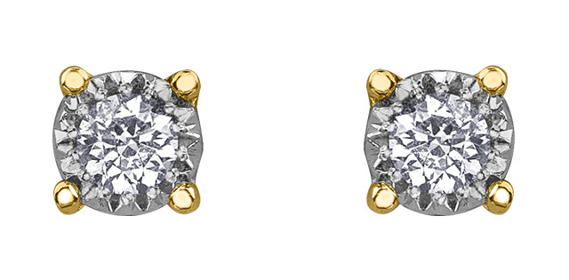 Earring Studs - 10Kt White -Yellow God - Diamonds  | DX813YW15