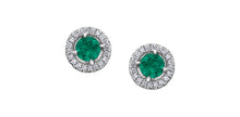 Charger l&#39;image dans la galerie, Earrings - Diamonds &amp; Emeralds - 10kt White Gold | DX897WEM
