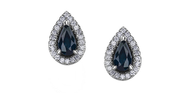 Earring 10kt white gold Diamond & Sapphire earrings | DD7645
