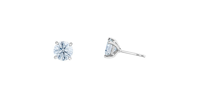 Stud Earrings 14kt white gold | LGD | 4.00ct round cut
