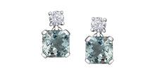 Load image into Gallery viewer, Aquamarine and diamonds earrings 14kt white gold | ML921WAQ
