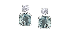 Aquamarine and diamonds earrings 14kt white gold | ML921WAQ
