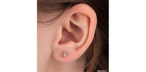 Diamond moon earrings 10Kt yellow gold  | DD7836Y