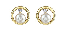 Charger l&#39;image dans la galerie, Pearl and diamonds earrings 10kt yellow gold | ML925YPEA
