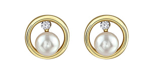 Pearl and diamonds earrings 10kt yellow gold | ML925YPEA