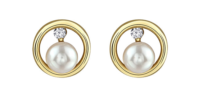Pearl and diamonds earrings 10kt yellow gold | ML925YPEA